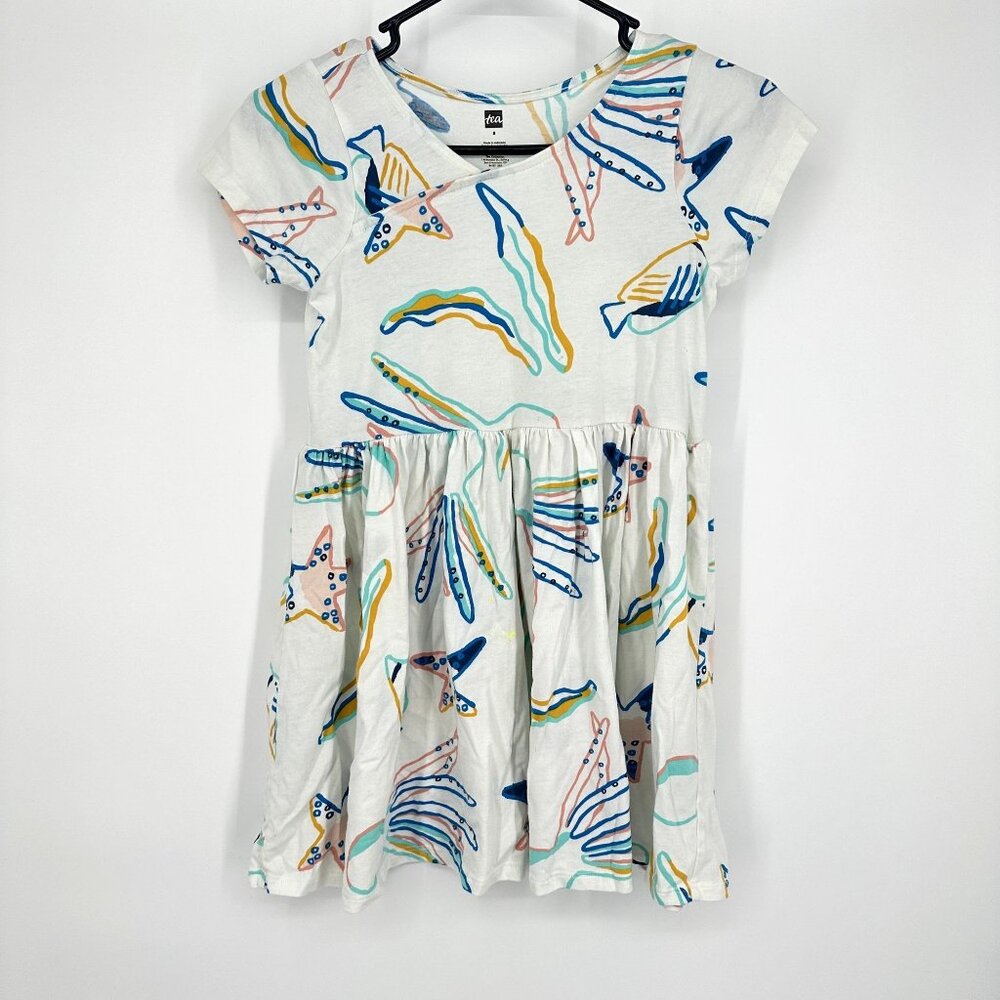 Tea Collection Girls Dress Ocean Print Size‎ 8 Short Sleeve